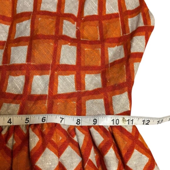 Vintage Handmade Open Back Orange Midcentury Modern Halter Dress - Picture 8 of 8